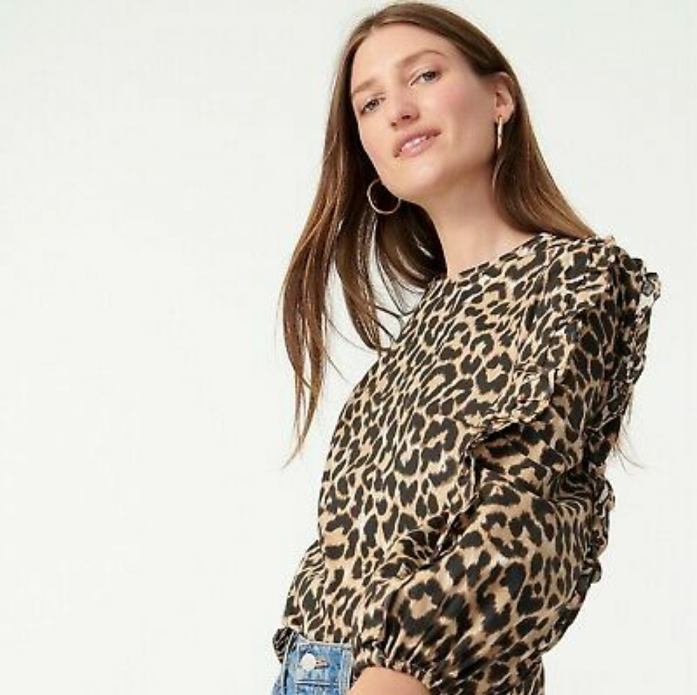 🆕️J. CREW Ruffle Sleeve Leopard Top🆕️